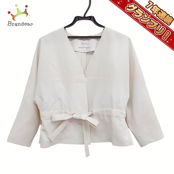 ベイジ BEIGE サイズ2 M - アイボリー レディース 七分袖/ノーカラー/ボタンレス/ウエストドローコード/春/秋 ジャケット