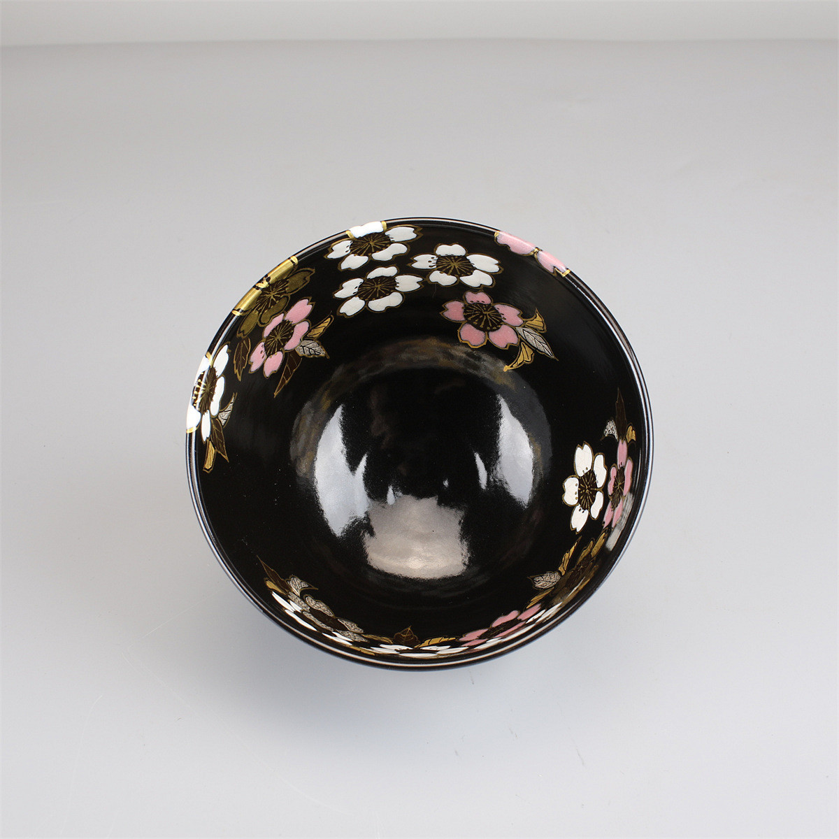 CB761 名工 【三代 加藤利昇】 利昇窯 開窯百年記念 黒釉 夜桜