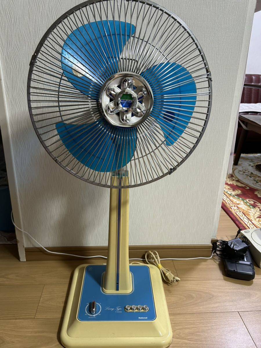 【大人気，低価】 動作品 National ナショナル F-35S1M ３５センチリビング用扇 扇風機 昭和 レトロ グリーン レトロファン alpひ0825