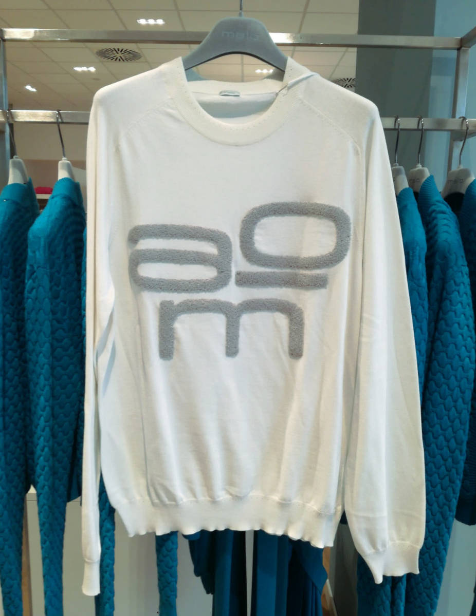 Maloマーロ コットンカシミヤ クールネックメンズニット サイズ52