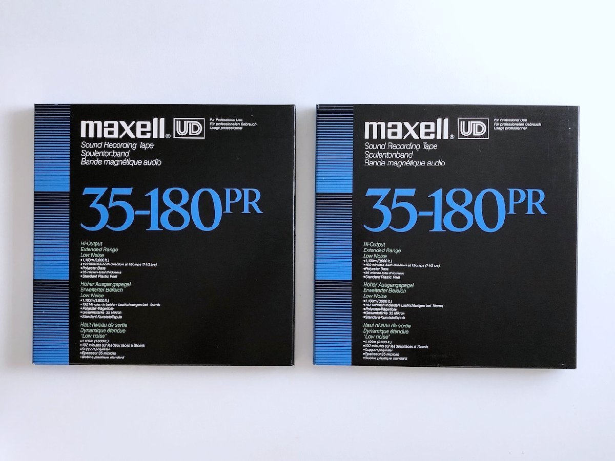 オープンリールテープ 10号 MAXELL 35-180 UD PR プラリール 元箱付き 2本セット 使用済み 現状品 (8）
