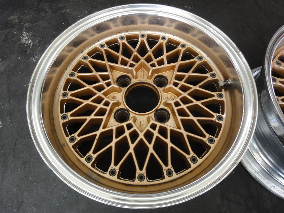 SSR メッシュ　当時物　15インチ7J+38 4穴　pcd114.3 JDM 2本☆SSR メッシュ 15インチ 7J IS13 PCD114.3-4H☆S13 180 AE86など