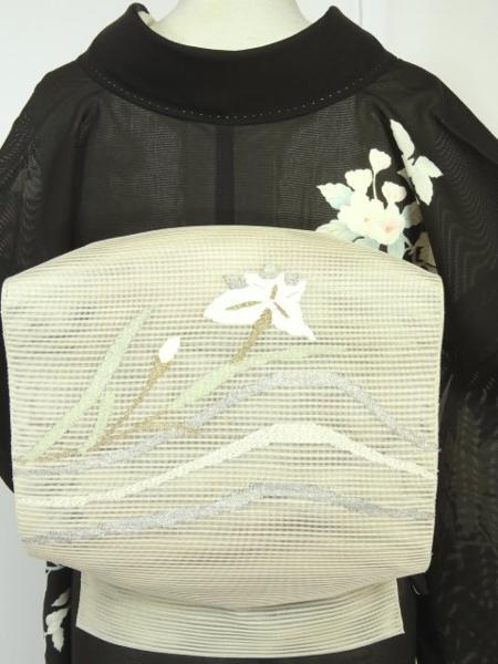 豆菊*未着用！絽！風に舞う胡蝶花＊優雅な夏の涼*夏帯♪250