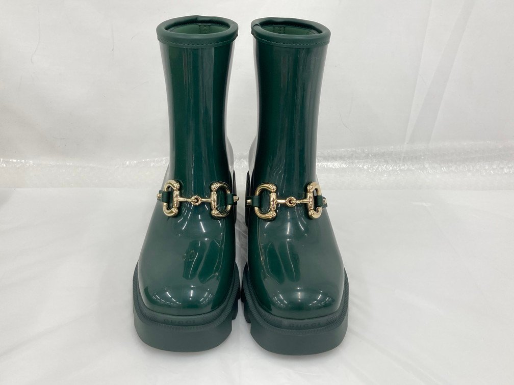 GUCCI グッチ エナメル ホースビットアンクルブーツ グリーン 670407