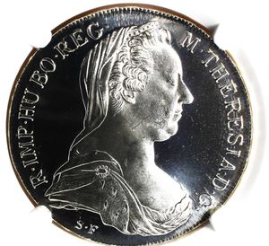 準最高鑑定】1780年 オーストリア ターラー 銀貨 RESTRIKE【PF68 CAMEO 