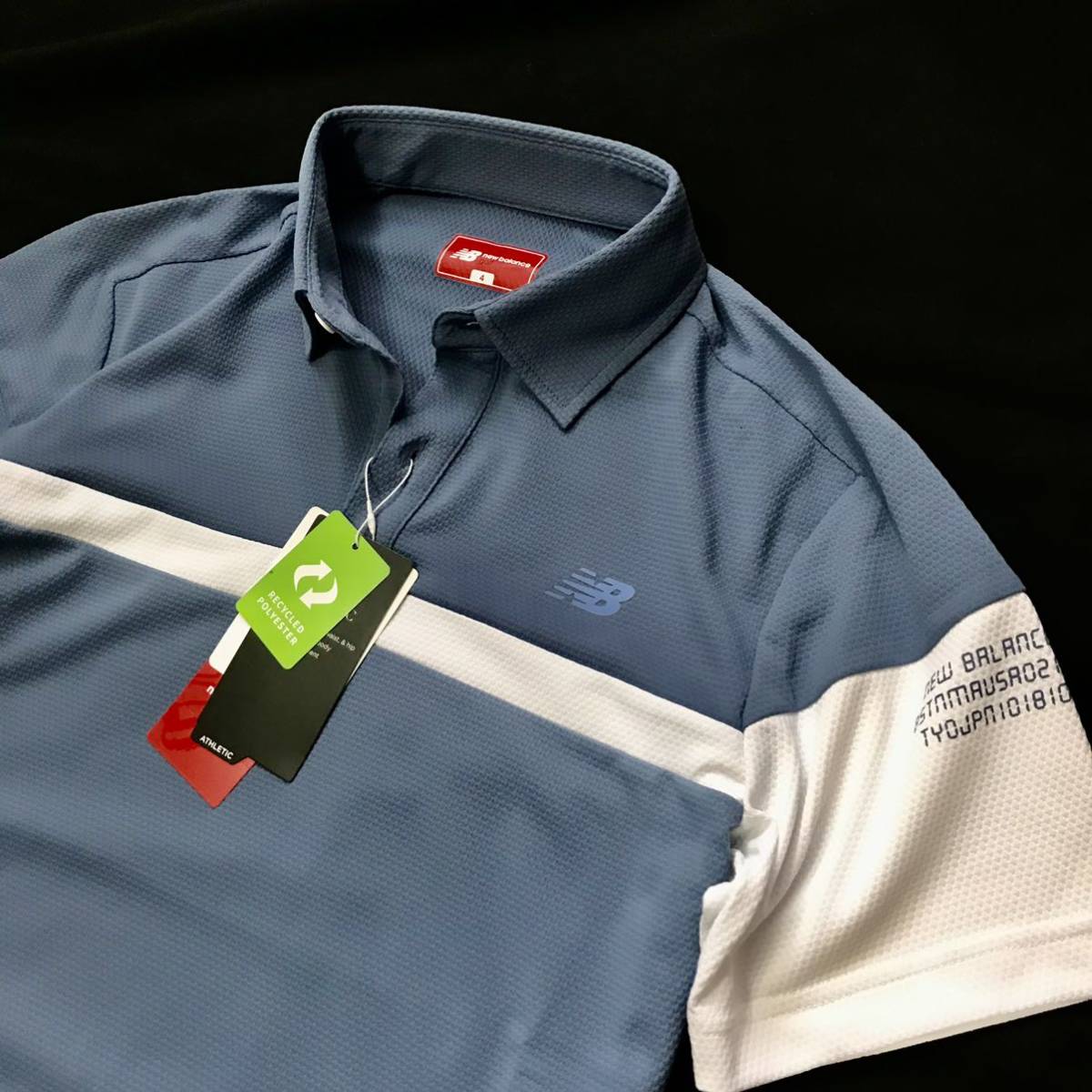 【新品】メンズ4（Mサイズ）ニューバランスゴルフ（New Balance golf）ポロシャツ NB COOLMAX 半袖 総柄
