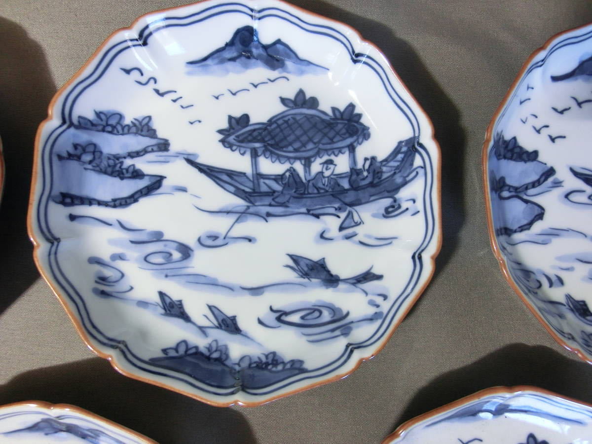 清水焼 平安 京泉造 舟山水皿 2箱10客