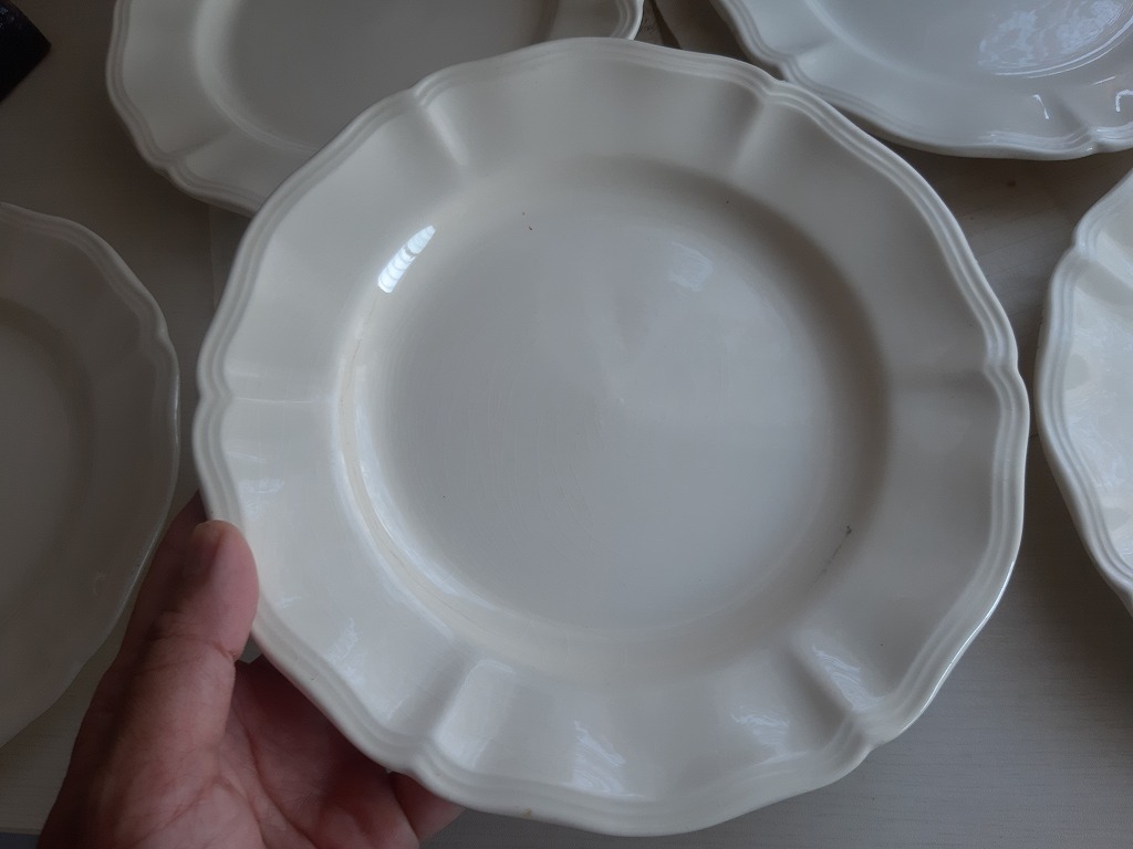 希少 花リム デザート皿 A サルグミンヌ フランスアンティーク