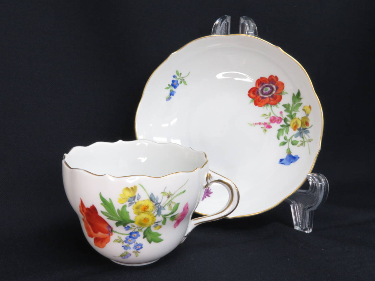 14276 小509-062 (3) マイセン カップ＆ソーサー 4つ花 花柄 金彩 食器