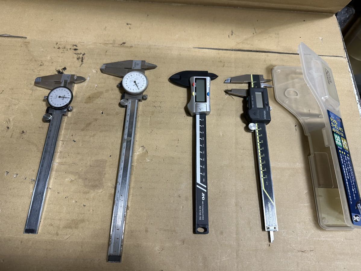 (M)デジタルノギス メモリ付きノギス Mitutoyo AND まとめて4点 現状中古品