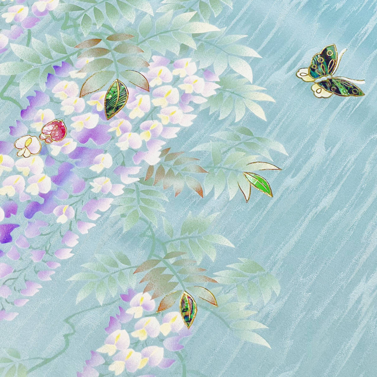 付下 藤の花 友禅 螺鈿 正絹 反物 青(付下げ)｜売買されたオークション 