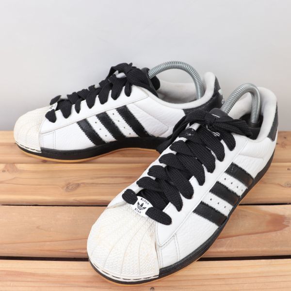 z6448 アディダス スーパースター US7 25.0cm/白 ホワイト 黒 ブラック adidas SUPERSTAR メンズ ユニセックス スニーカー 中古