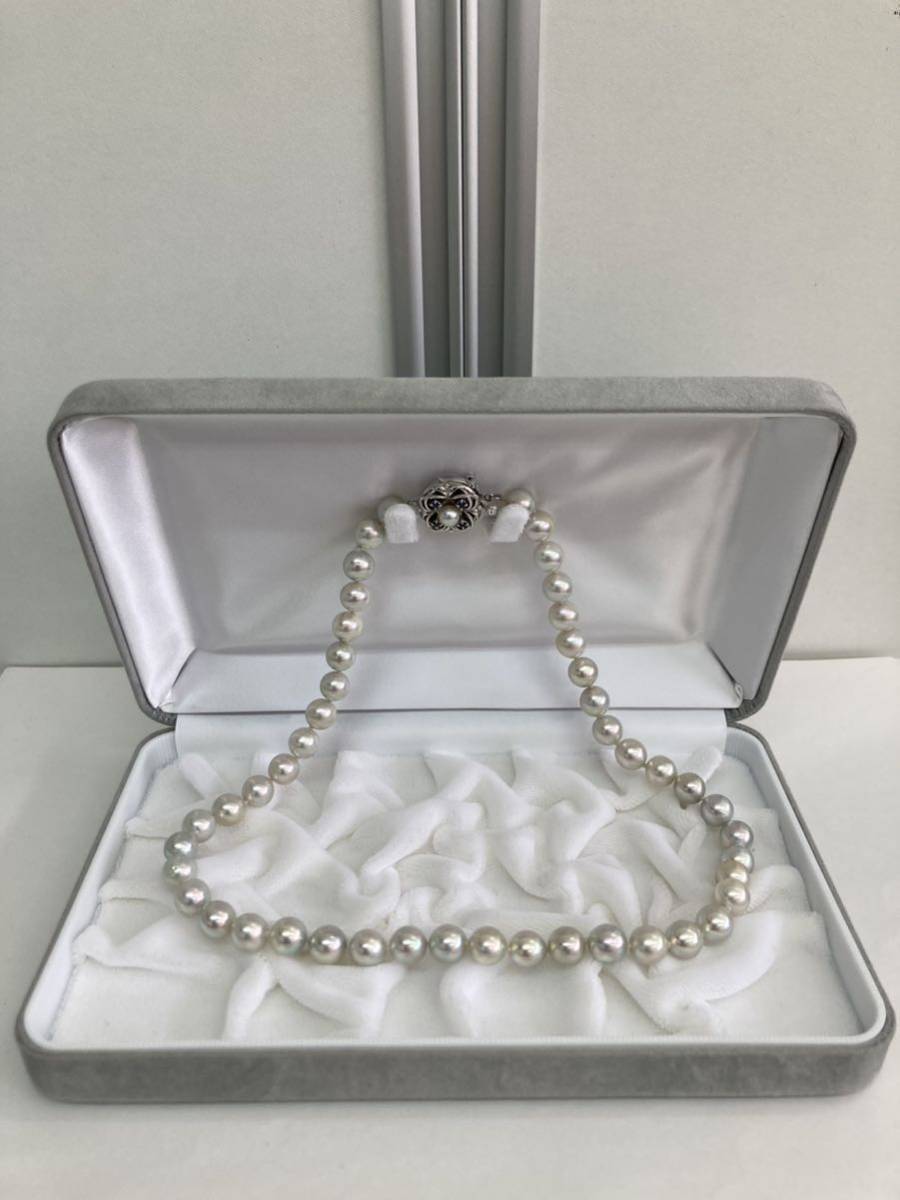 美品☆ 本真珠 真珠 パール 8mm～8.35mm ネックレス SILVER 4P