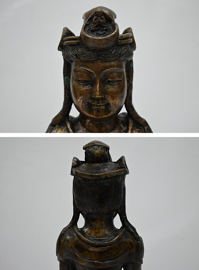 ☆観音菩薩像 立像 観音像 銅器 青銅製 高さ(約)60cm 伝統工芸 観音様★9712