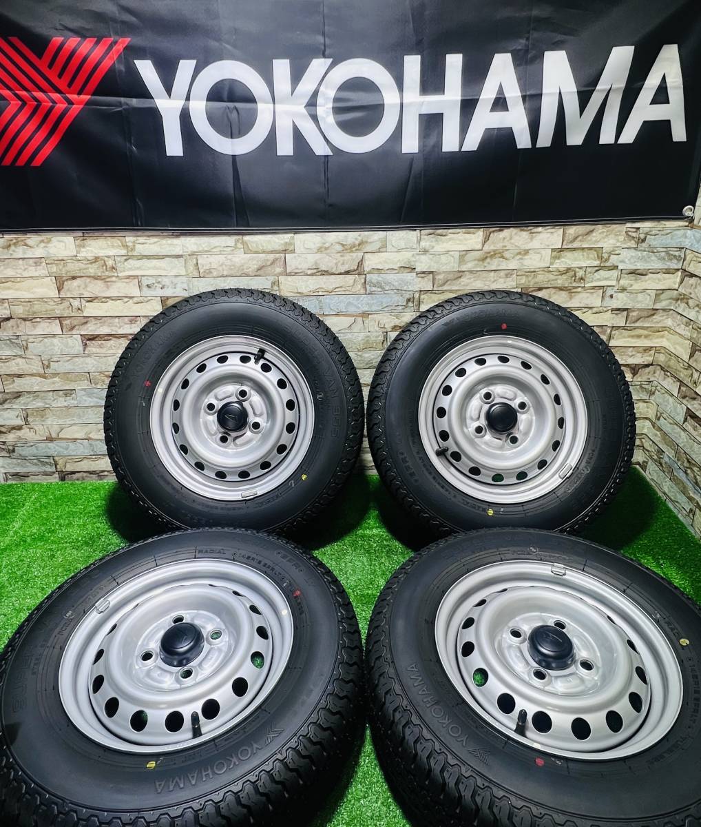 ★美品★2019年製★145R12 6PR ハイゼット 純正 ヨコハマ VAN355 145/80R12 LT 4本 【12×4.00B PCD100 4本】軽トラ 軽バン【モンガリ】