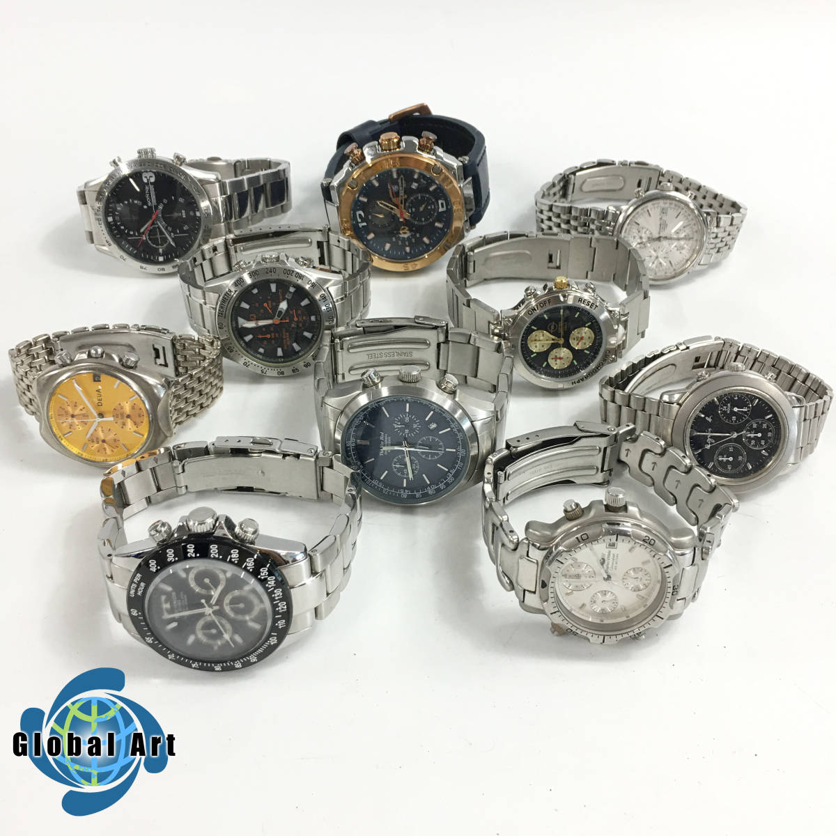 う08466/テクノス/ゾンネ/アニエスベー 等/クオーツ/メンズ腕時計/クロノグラフ/スモセコ 等/まとめて/計10点セット/ジャンク