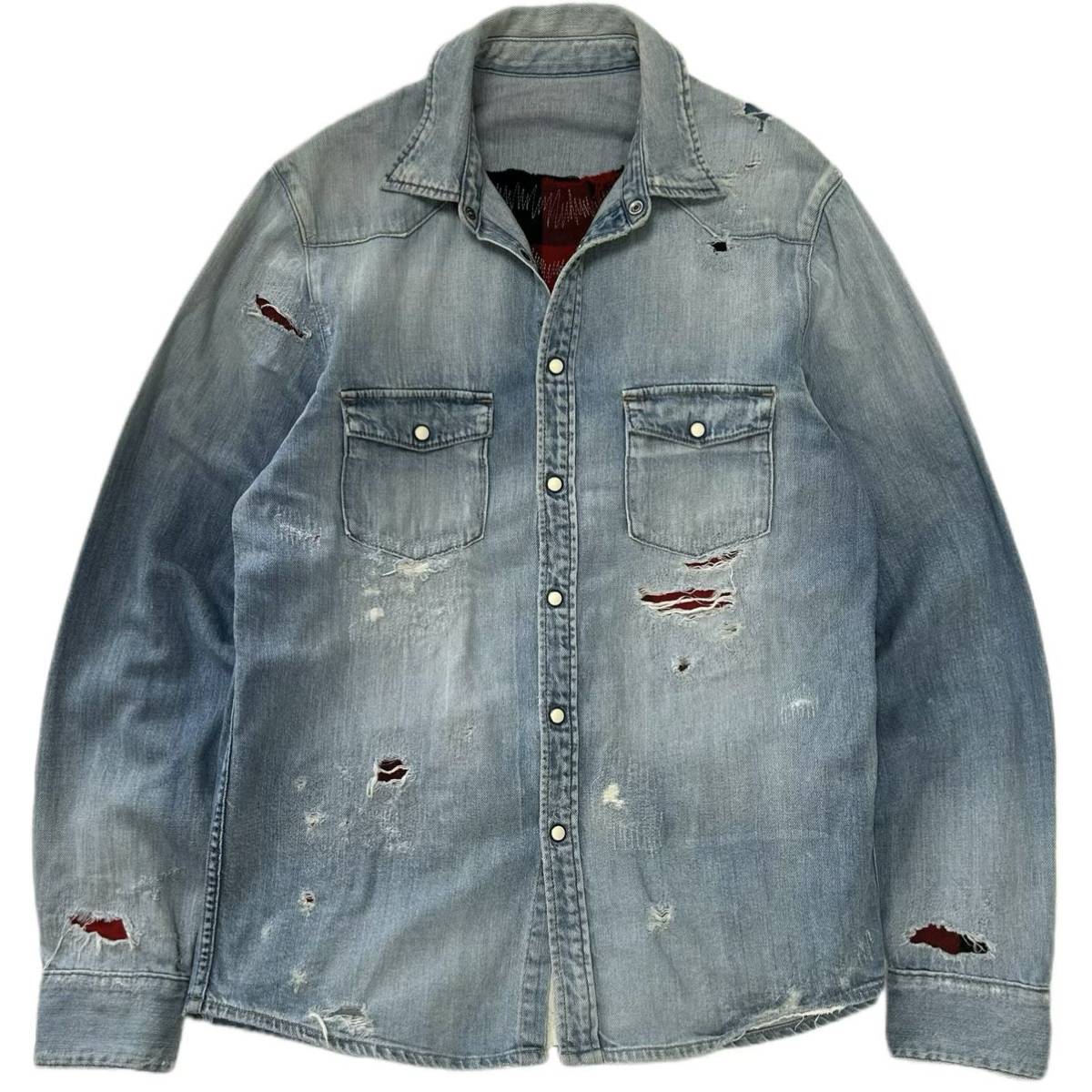 極希少!!極美品 Ron Herman ロンハーマン RHC デニムシャツ ダメージ 