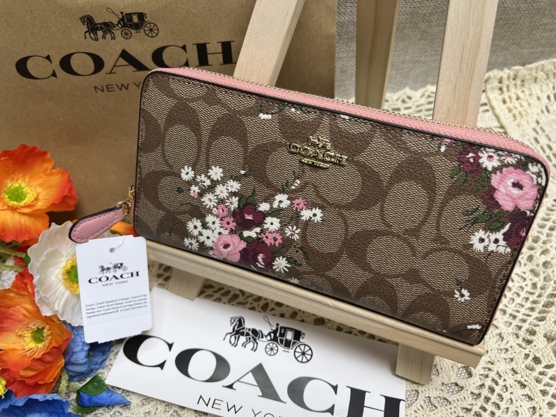 コーチ 財布 COACH 長財布 カーキマルチ フローラル プリント PVC 