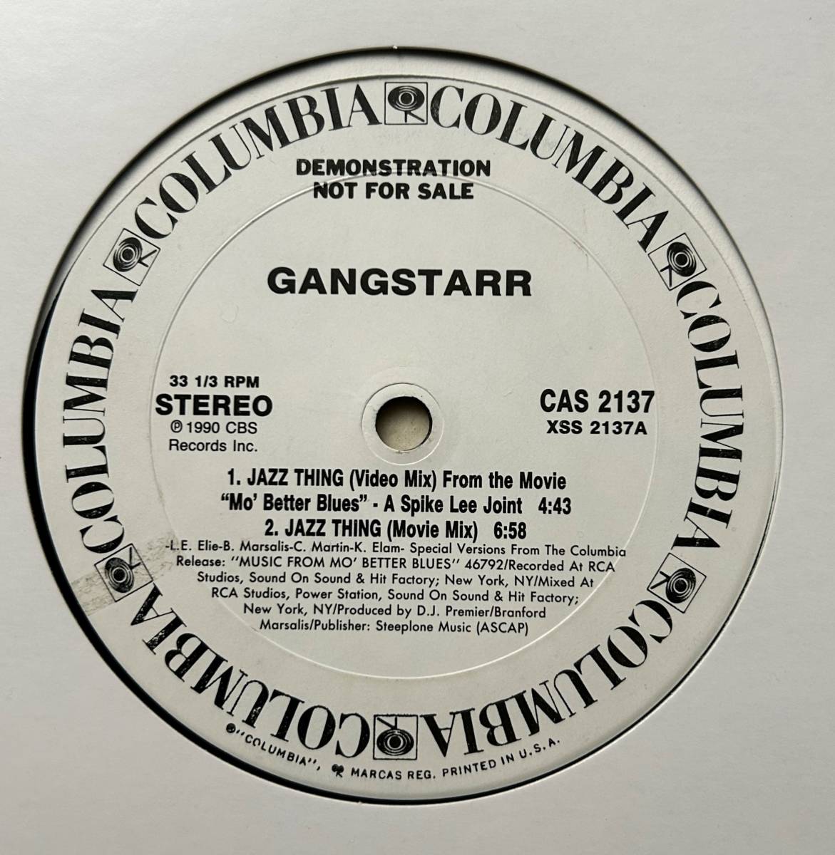 GANGSTARR – Jazz Thing プロモ GANG STARR / Jazz Thing (12) / CBS | WAXPEND RECORDS
