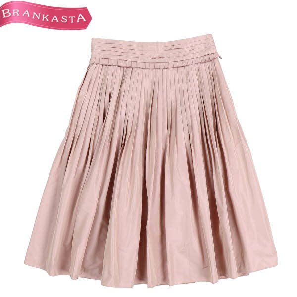 【美品】Harrods/ハロッズ レディース ミモレ ミディ丈 プリーツ 消しスカート ハリ感 光沢 2 M ピンク [NEW]★51CC62