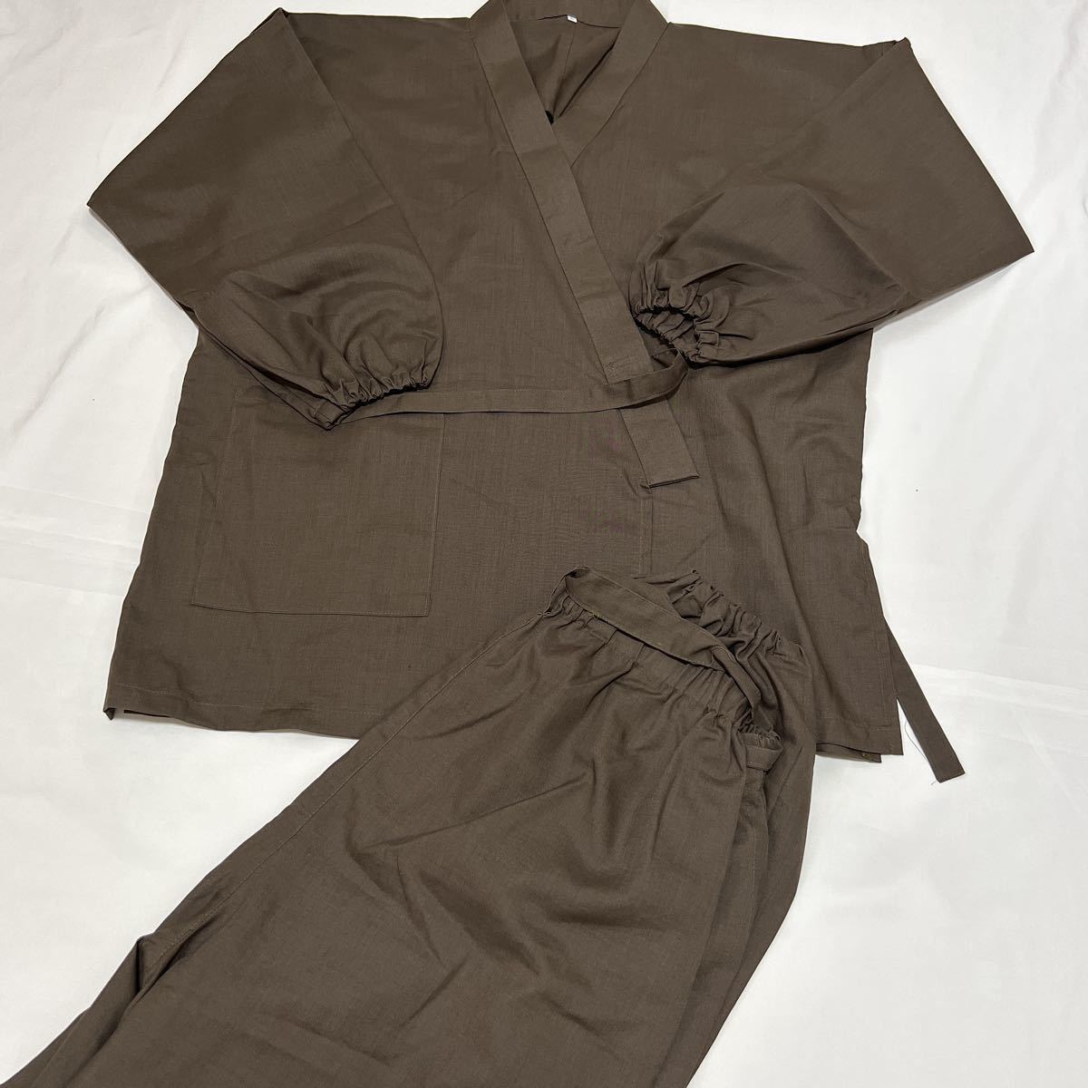 美品【作務衣】【Ｌ】合用 化繊 法衣 袈裟 法要 葬儀 仏具 僧侶 装束 七条 