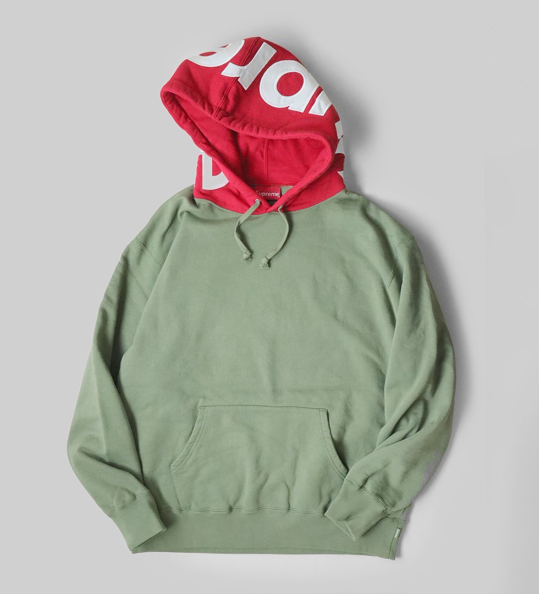 Supreme ◆21AW Contrast Hooded Sweatshirt パーカー Lサイズ カーキ プルオーバー フーディー シュプリーム ◆WP15