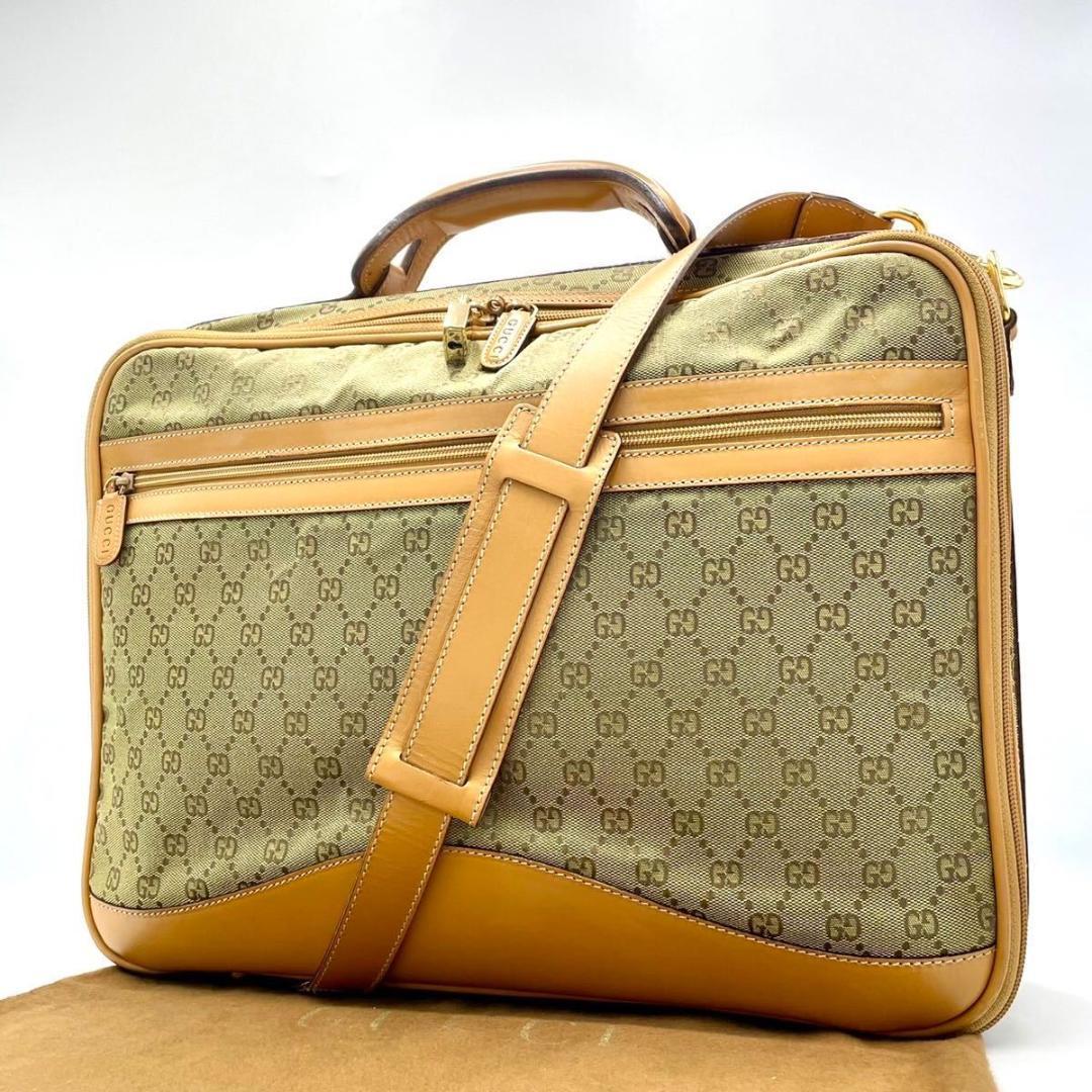 1円 極美品 GUCCI グッチ 2way 大型 ボストンバッグ トランク GG