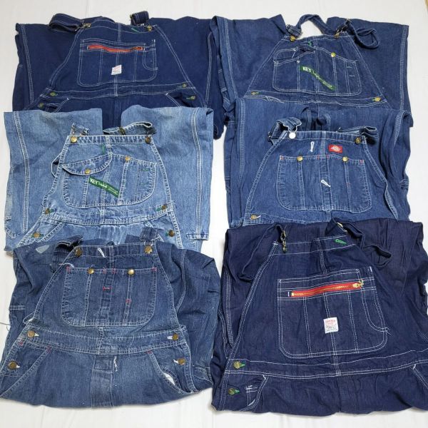 6本セット KEY ディッキーズ POINTER 古着卸 デニム ワーク オーバーオール メンズ パンツ 仕入れ まとめ売り 色濃い目 アメリカ古着