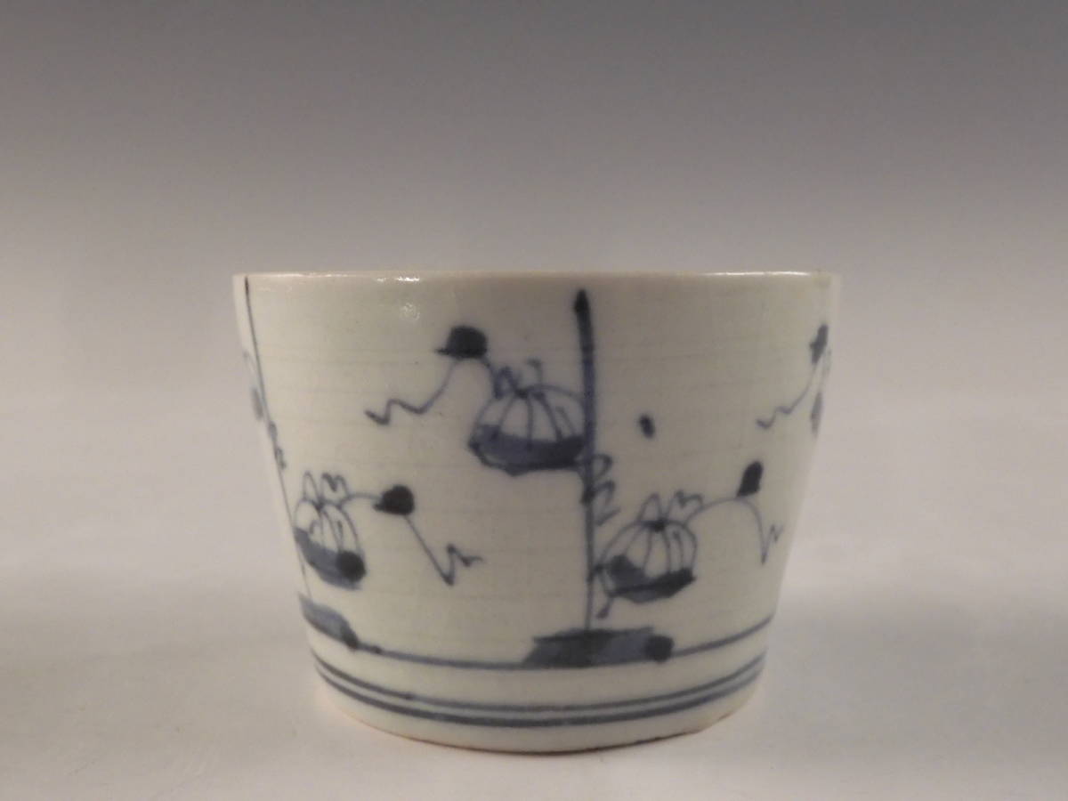 ☆栄☆古伊万里 染付 朝顔文 蕎麦猪口 江戸期 v22
