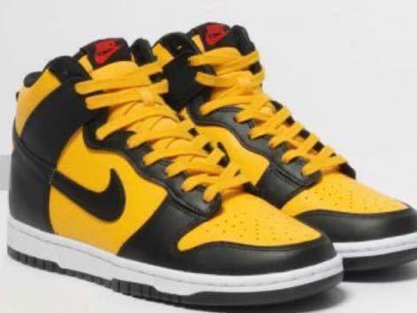 ナイキ ダンク ハイ レトロ リバース ゴールデンロッド ユニバーシティ ゴールド/ブラック-ホワイト-ハバネロ レッド(DD1399-700) 28㎝