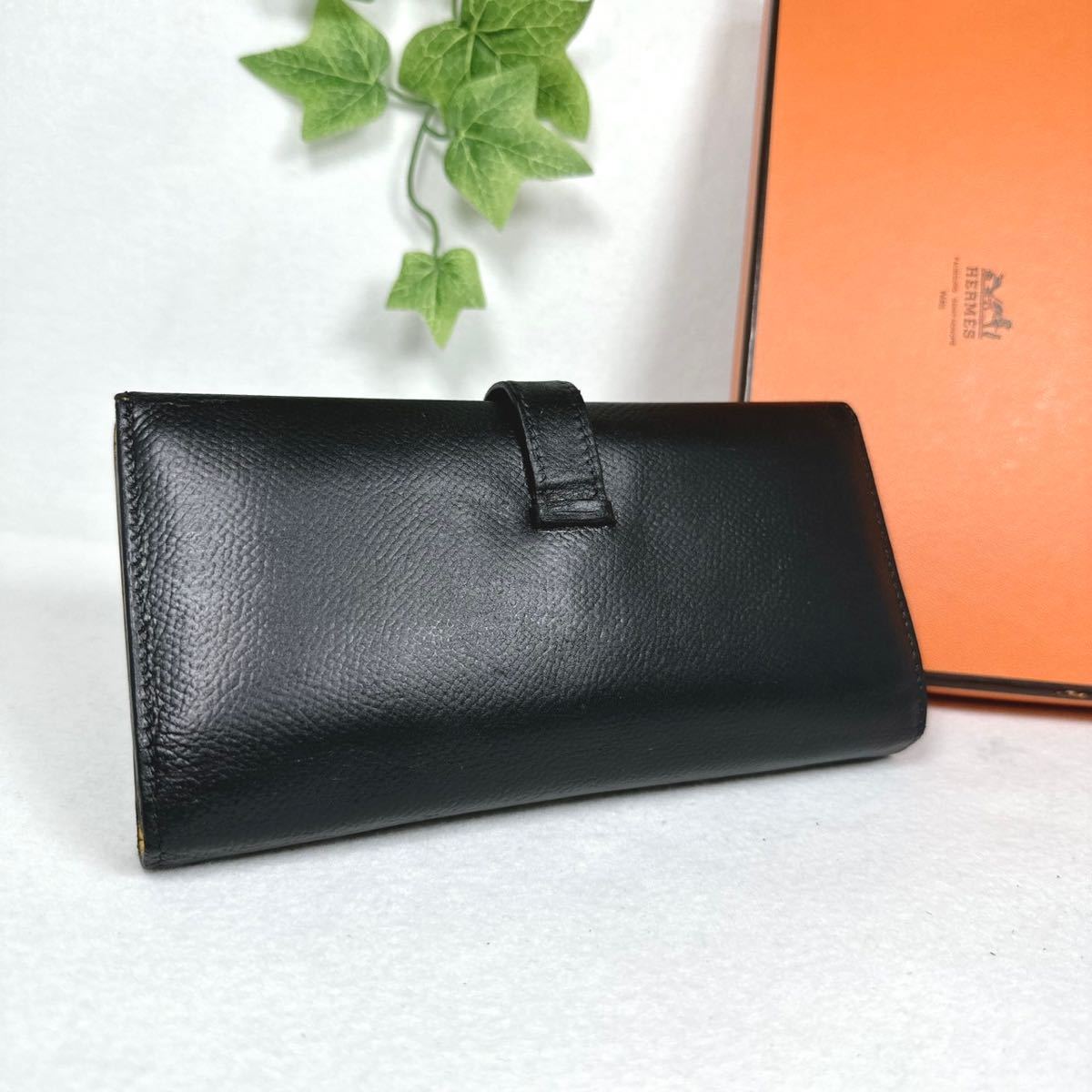1円 エルメス HERMES ベアン スフレ エプソン 長財布 ゴールド金具 G