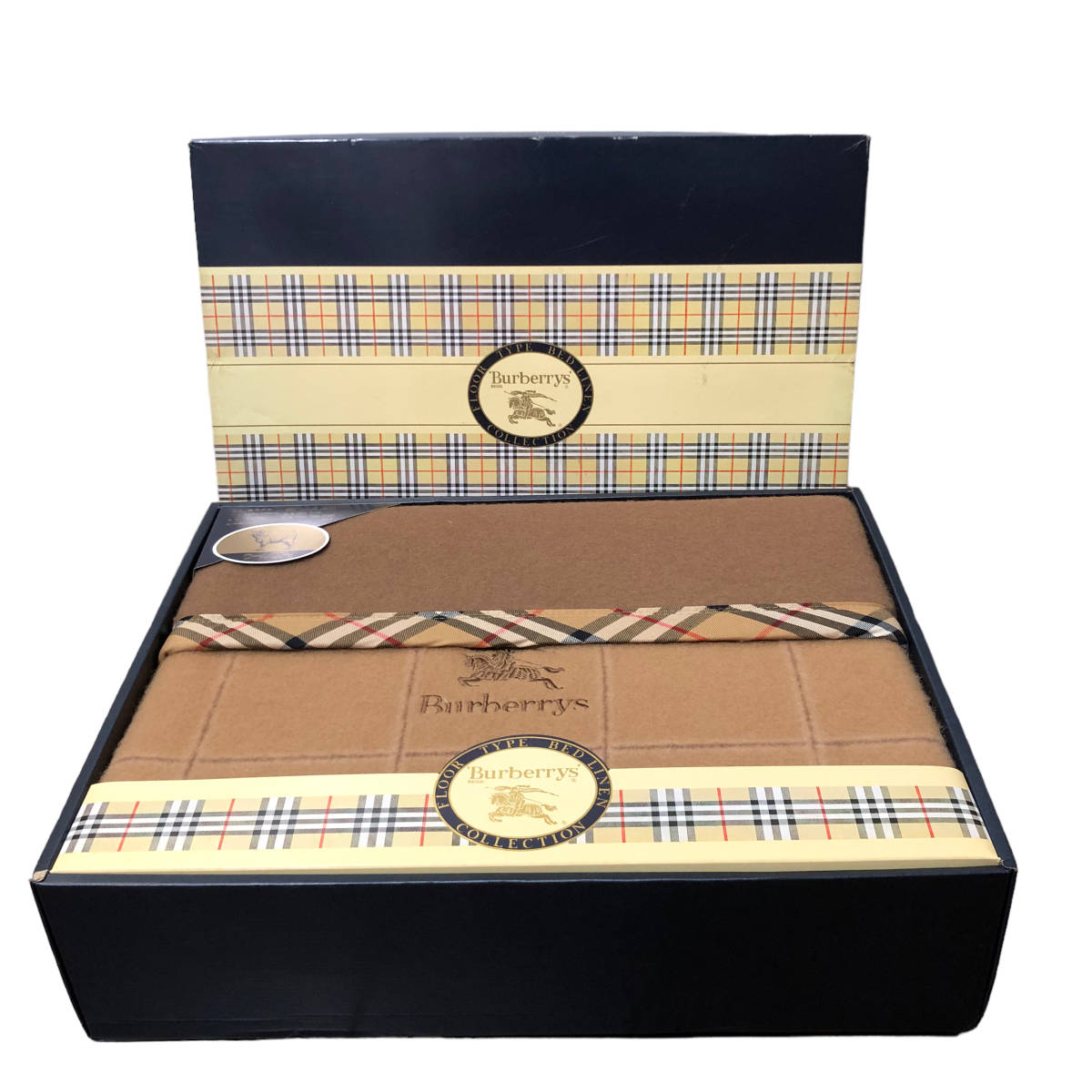 Burberrys バーバリーズ 純毛 毛布 140×200cm ウール100％ 西川産業 ベージュ 茶 ノバチェック 日本製 BI1