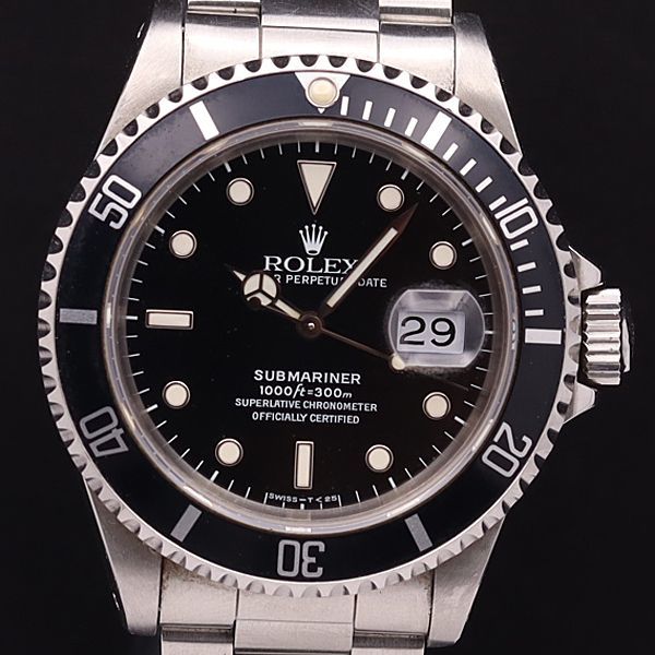 1円 稼働 良品 ロレックス AT/自動巻 16610 サブマリーナー デイト 黒文字盤 メンズ腕時計 0571890YSD