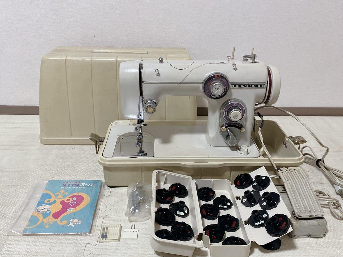 JANOME MODEL M-105 フットペダル ジャノメミシン 付属品付 動作確認済み 説明書 アンティーク 昭和