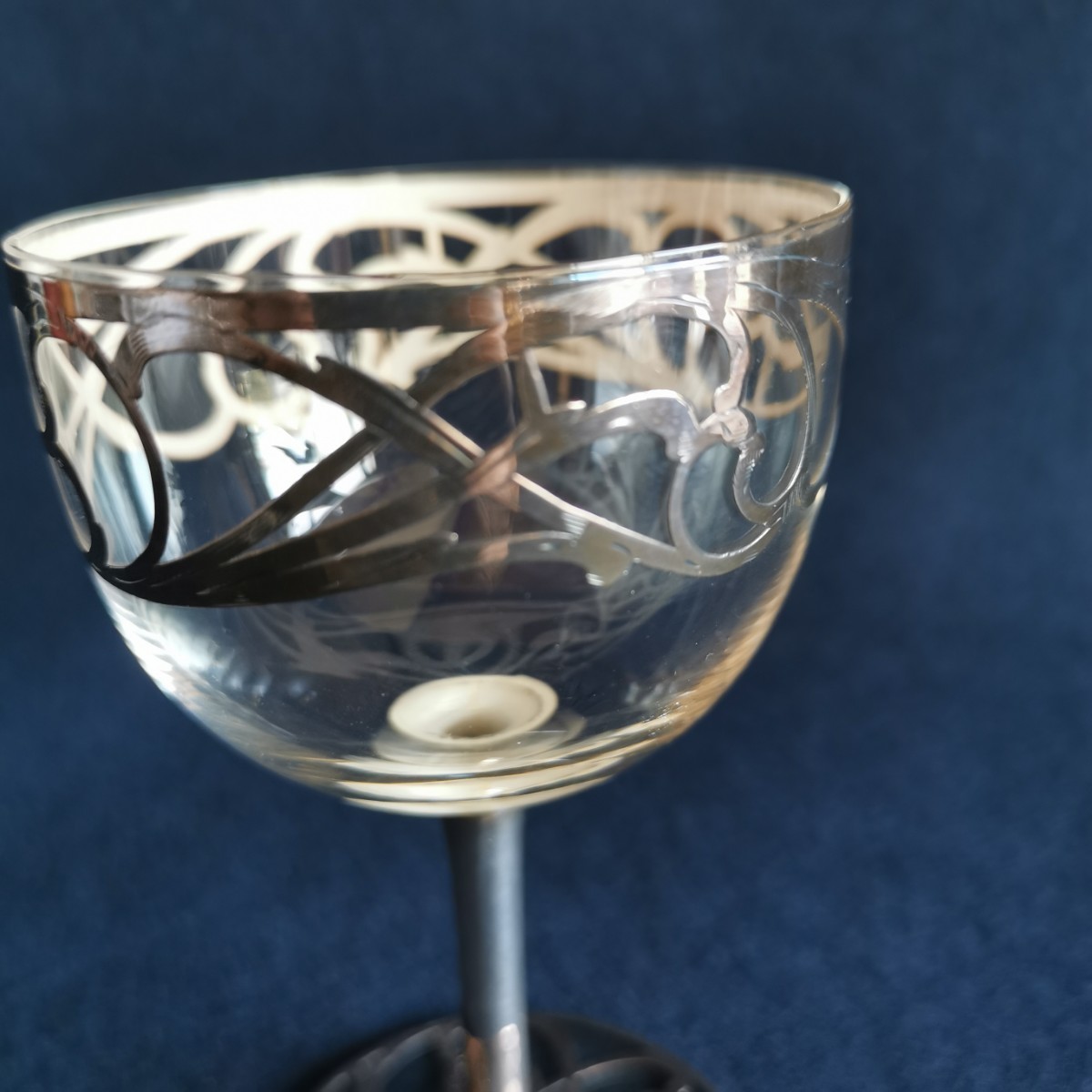 アンティーク アメリカ シルバーオーバーレイ ワイングラス ビンテージ