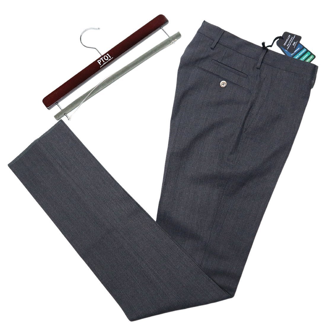 人気トラベラーの美脚ジャージードレス！【 PT01 / ピーティーゼロウーノ (伊 】洗えてイージケア、快適なはき心地のグレーパンツ 42 XS