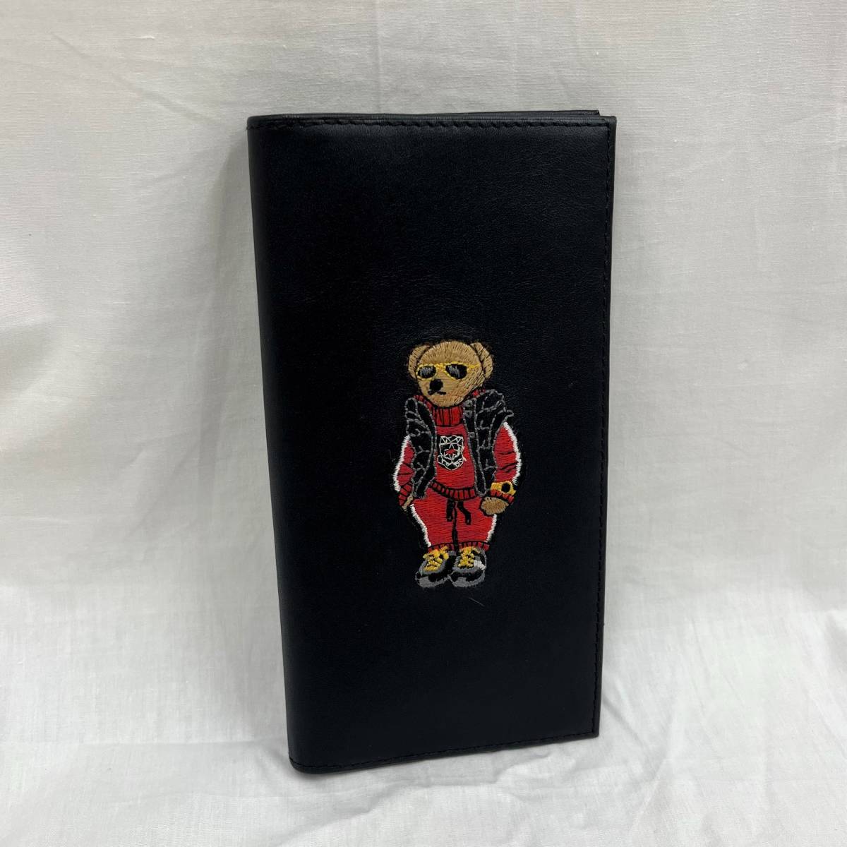 ラルフローレン 長財布 ポロ ベア ラッパー？ レザー ブラック系 