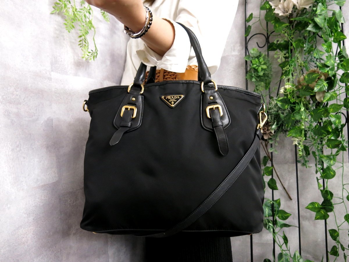 ○超美品○PRADA プラダ○ポコノ ナイロン カーフ レザー 本革○2way 