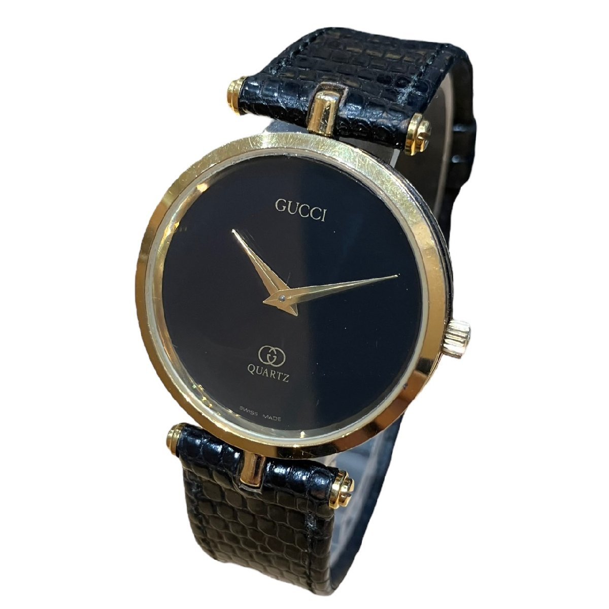 GUCCI グッチ 腕時計 ヴィンテージ ブラック レザー クォーツ グッチ