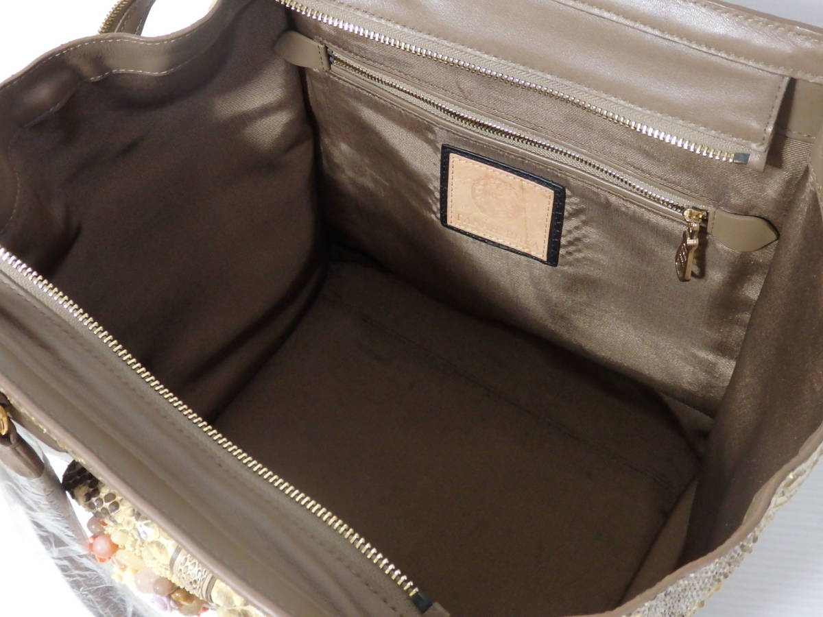 本物 TANAH RHEA パイソン × レザー トートバッグ ハンドバッグ 蛇革 