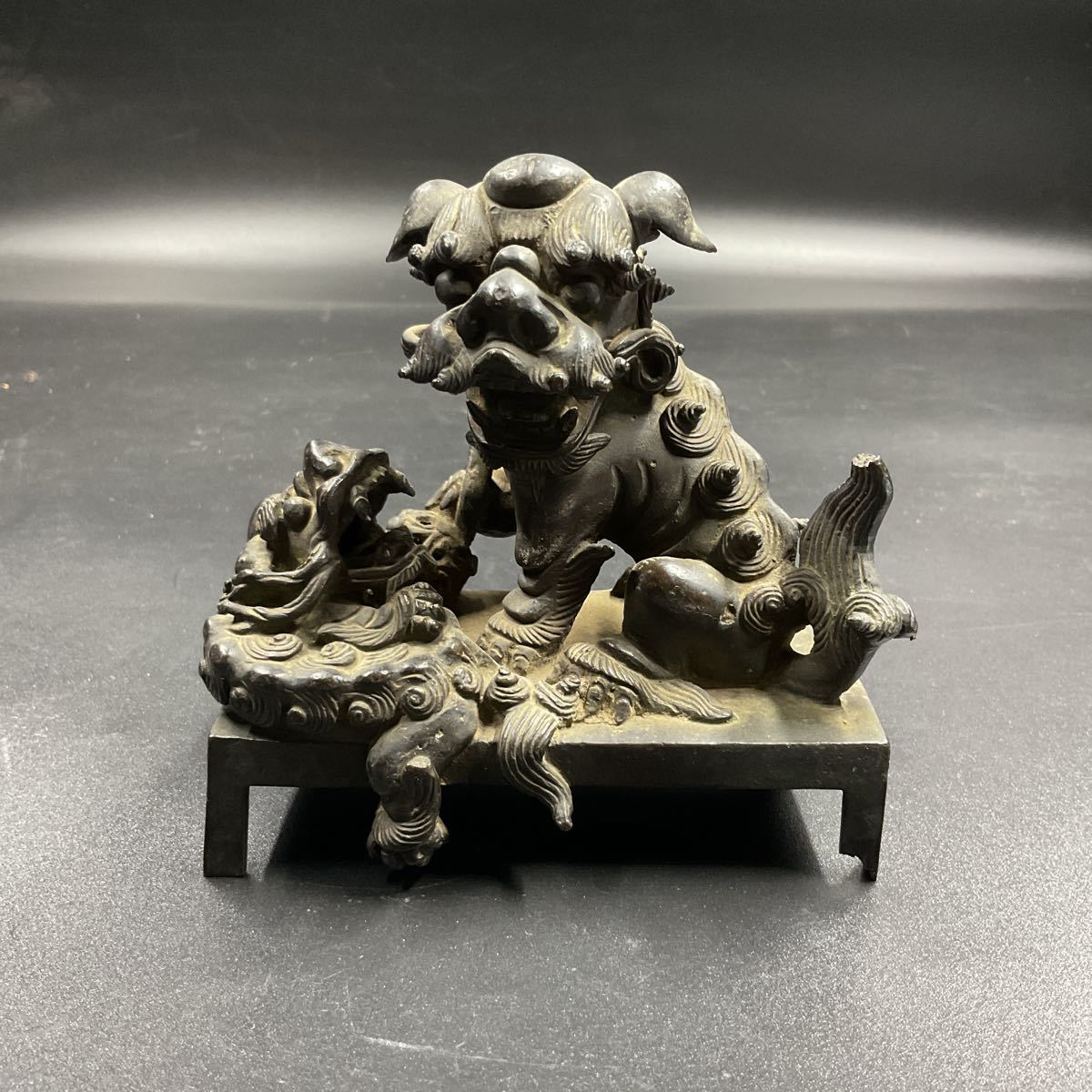 鉄製獅子香炉 床飾り 癒やし 香道
