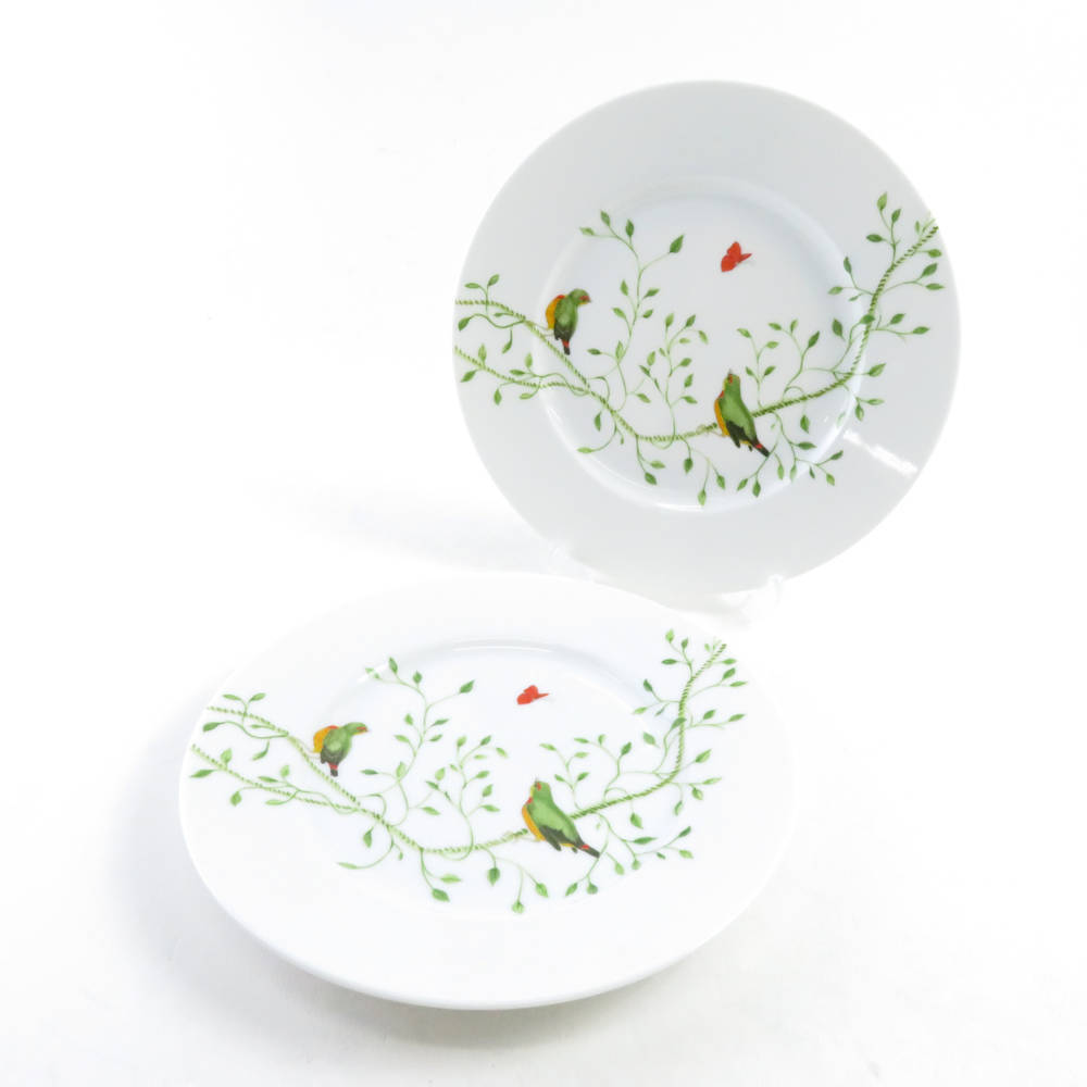 レイノーリモージュ ヒストリーナチュール グリーンバード22cm皿 6枚
