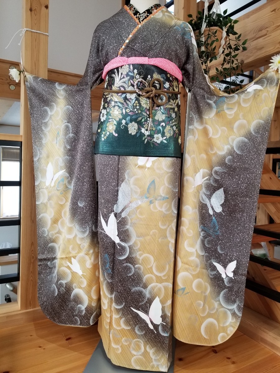 花美人□豪華振袖 駒刺繍 松尽くし 金彩 逸品 ps4081 駒刺繍 金彩 逸品