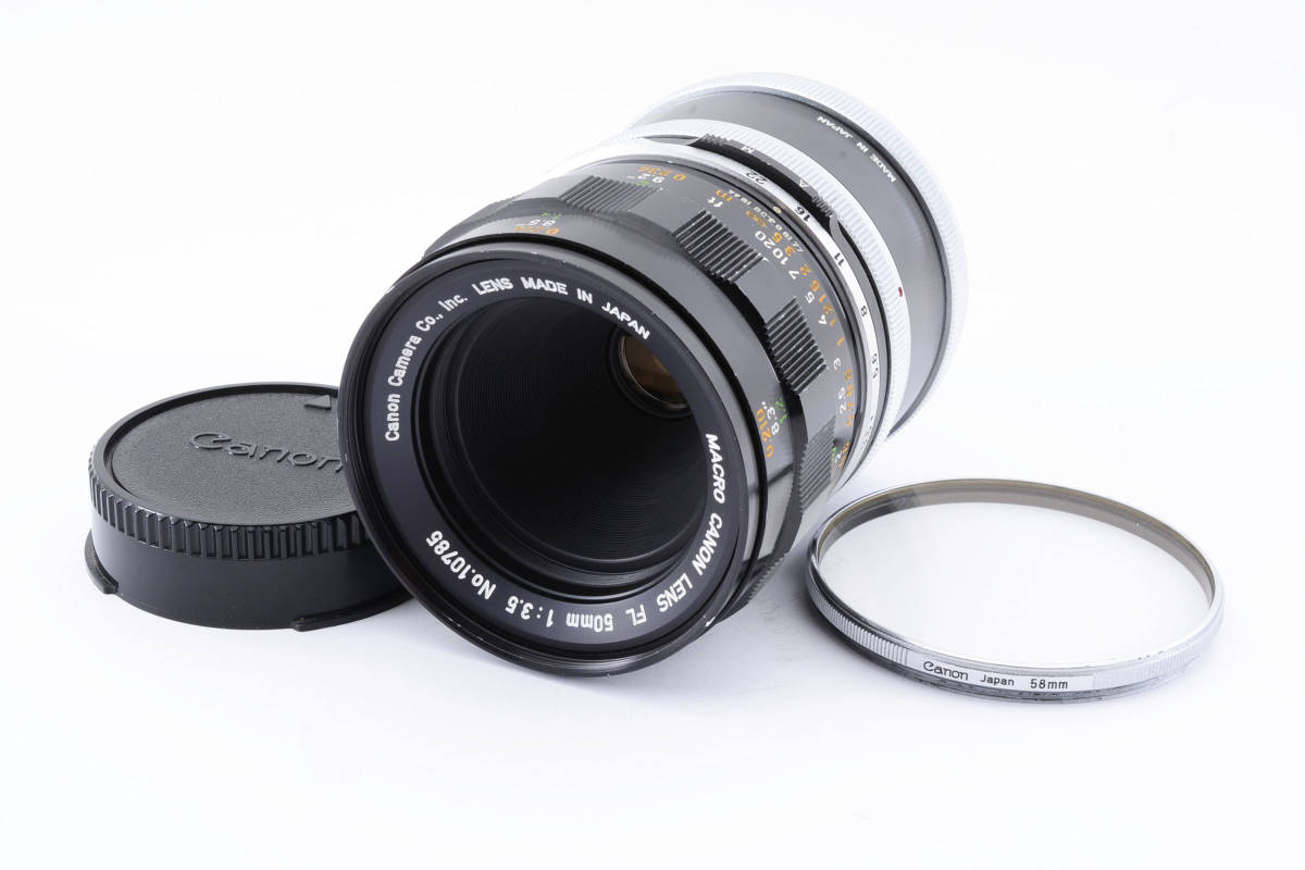 セール，お得 良好レンズ キャノン CANON FD 50mm F3.5 MACRO アダプター付き ♯A4486 レボ(キヤノン)｜売買されたオークション情報、yahooの商品情報をアーカイブ公開 - オークファン キヤノン