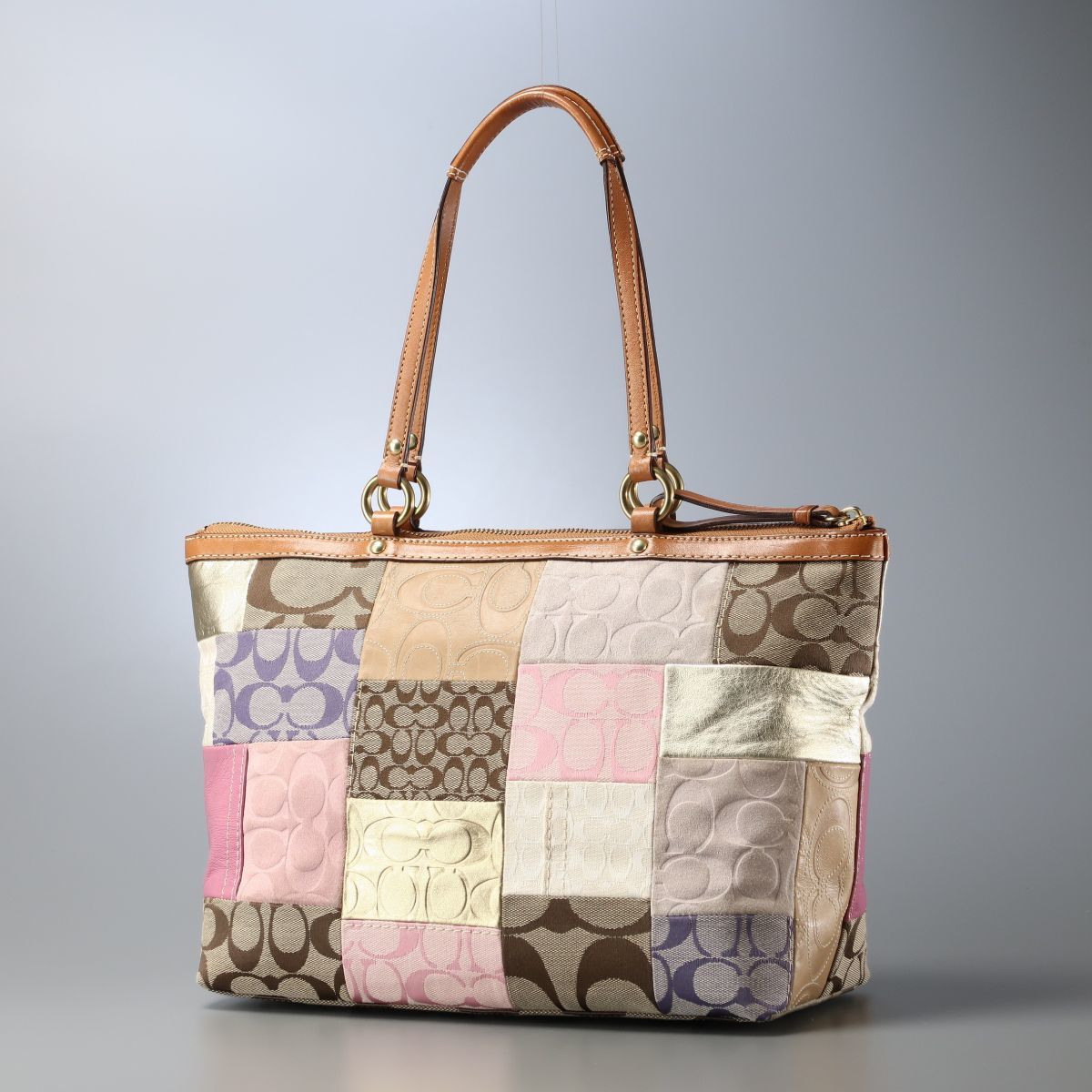 TG5059▽コーチ COACH パッチワーク シグネチャー レザー×スエード 