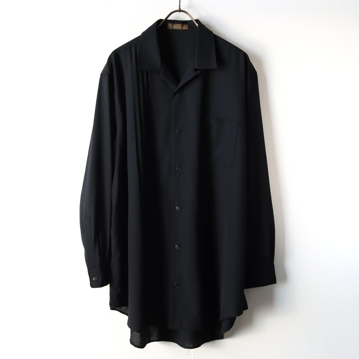 90s Y's for men 開襟 ブラック ポリ素材 シャツ オーバーサイズ