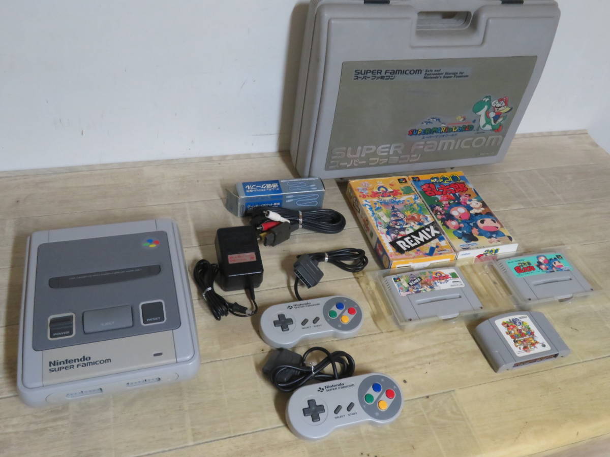 Nintendo SFC スーファミ 本体 SHVC-001 + 収納ケース + ソフト3本 