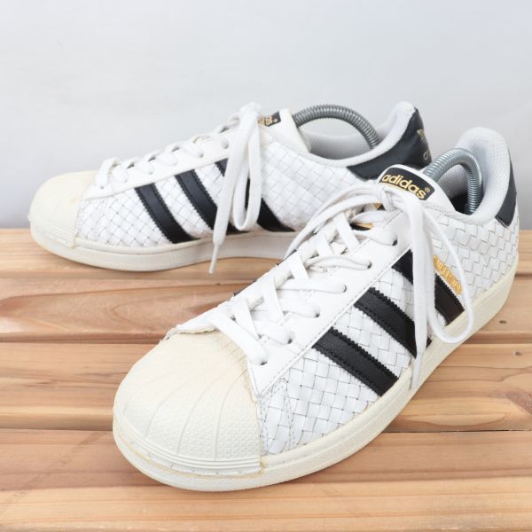 z7170 アディダス スーパースター US8 1/2 26.5cm/白 ホワイト 黒 ブラック adidas SUPERSTAR メンズ スニーカー 中古