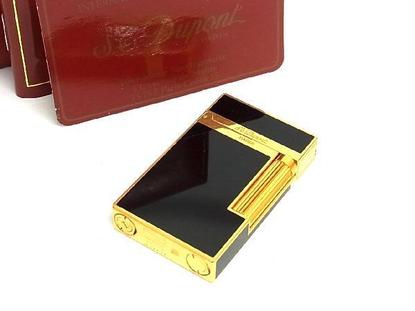 1円 ■美品■ S.T.Dupont エス・テー・デュポン ライン2 ラージ 高級ガスライター ローラーガスライター 喫煙グッズ ブラック系 AP8782
