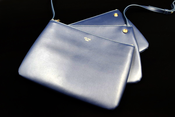 CELINE セリーヌ トリオ ラージ ショルダーバッグ ネイビー 美品 美品